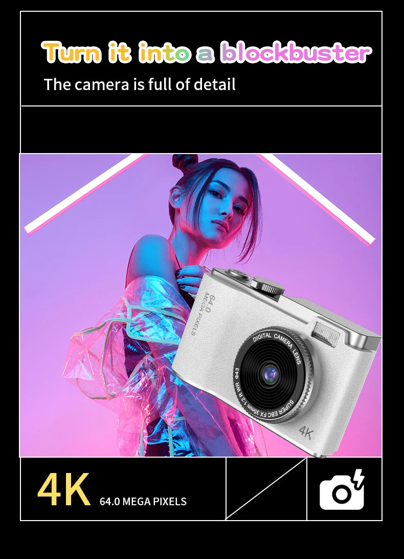 Kid Digital Camera for Children Camcorder Rechargeable Cameras Vlogging Camera 2.4" Rechargeable for Kid Beginner Photography - Universal Market