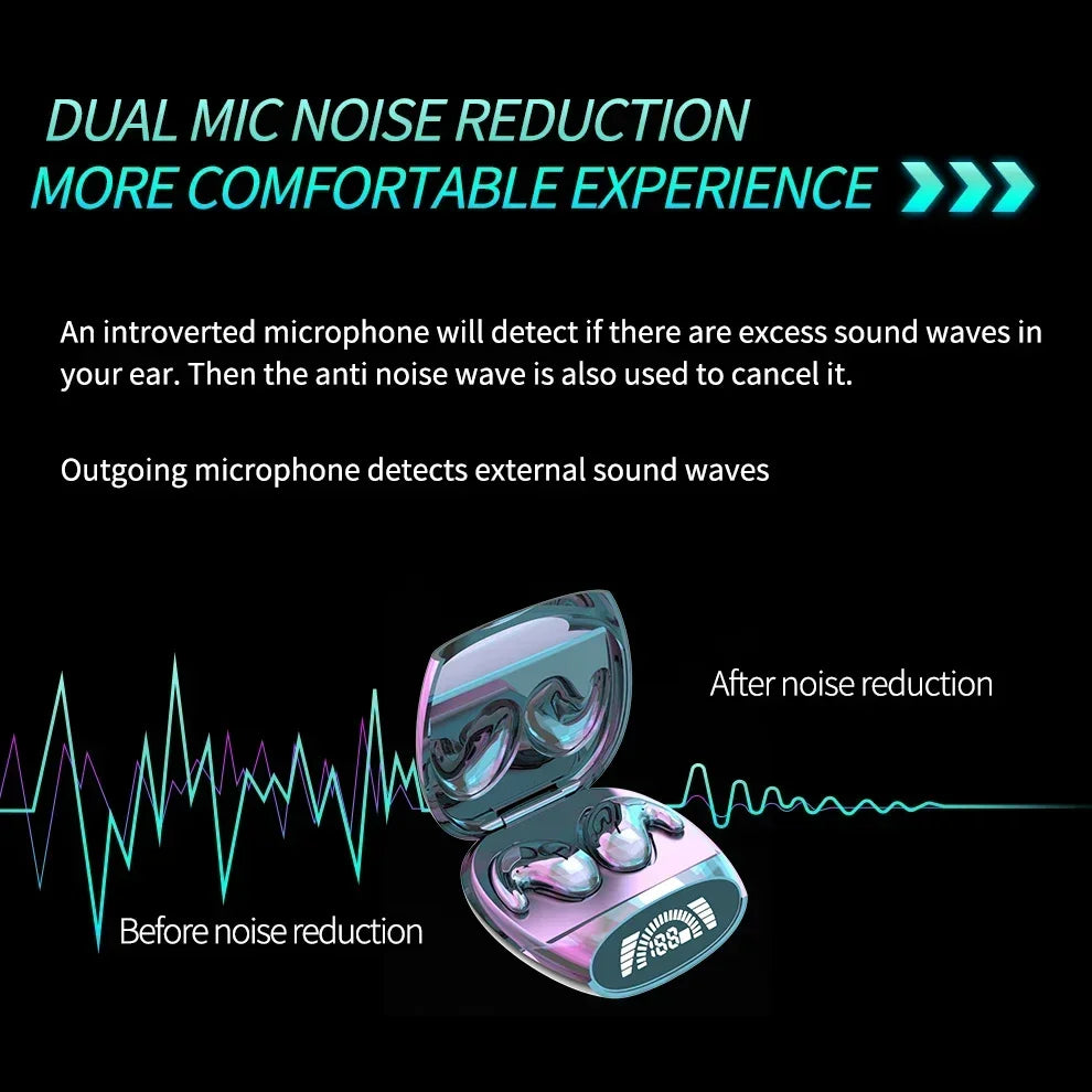 Sleep Invisible Stereo Headset IPX5 Waterproof Wireless Bluetooth Earphone Earbuds with Mic for Phone Bluetooth 5.3 Headphones - Universal Market