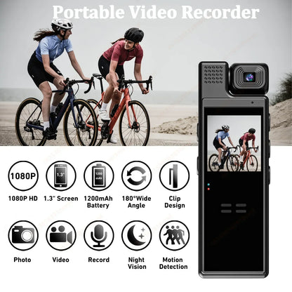 VIVO 8K HD Mini Action Camera Wifi Back Clip 180° Rotatable IR Night Vision Sports Cam Travel Bicycle Driver Video Recorder