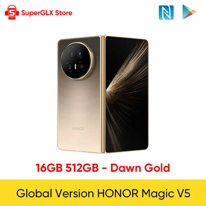 2025 New Global Version HONOR Magic V5 5G Foldable Smartphone 7.95" LTPO OLED Display Snapdragon 8 Elite 5820mAh 66W Wired NFC