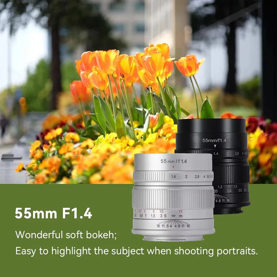 7artisans APS-C 55mm F1.4 Large Aperture Manual Focus Mirrorless Camera Lens for Portrait Photography with Sony E Fujifilm XF - Universal Market