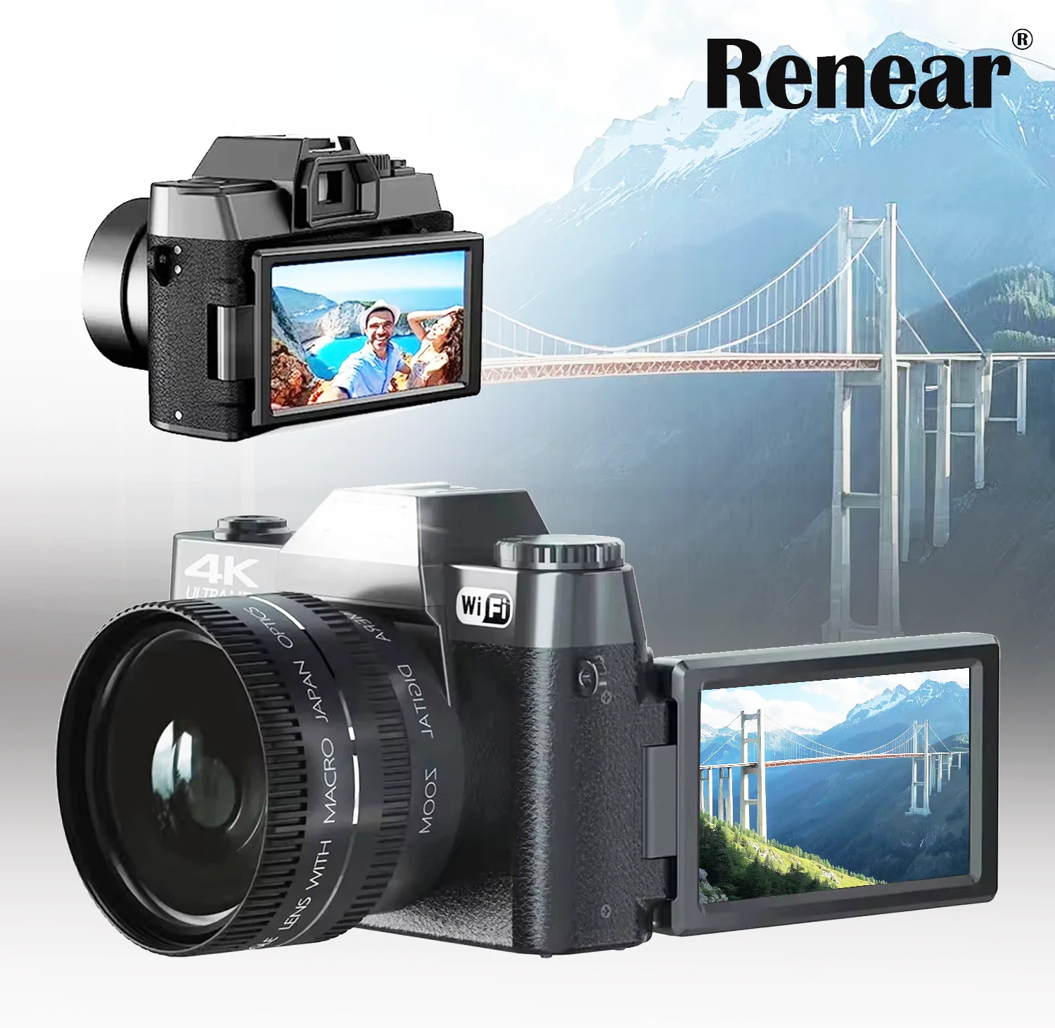 4K Compact Digital Photography Camera 16X 48MP Electronic Image Stabilization vlog Tiktok Ins Youtube Camcorder 3" Flip Screen - Universal Market