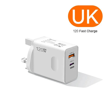 Xiaomi 120w EU US UK Mobile Phone Charger Super Fast Charging Head Flash Charging Suitable For Apple Xiaomi Huawei Samsung 2025
