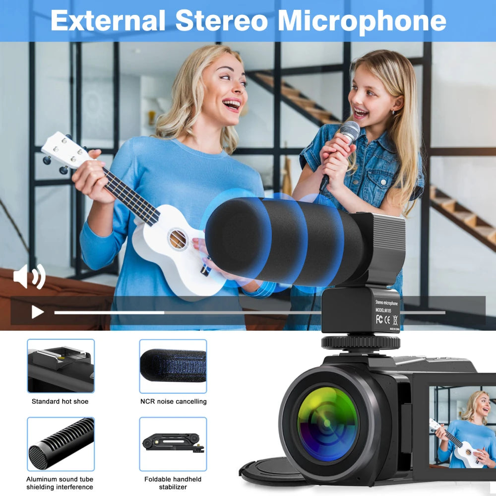 4K Video Camera Camcorder 48MP UHD WiFi IR Night Vision Vlogging Camera for YouTube 16X Digital Zoom Touch Screen Camera - Universal Market