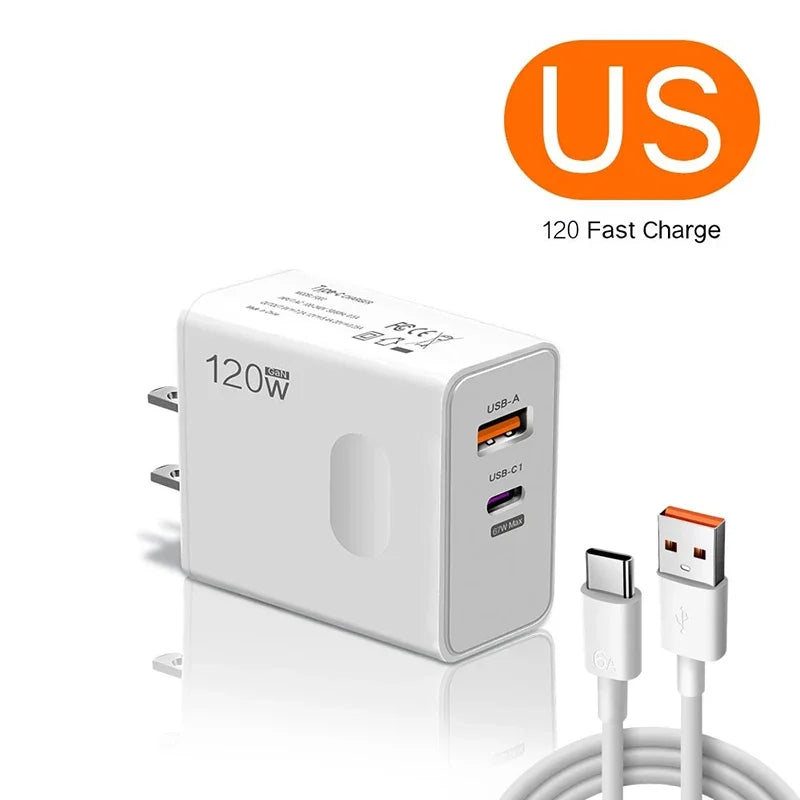 Xiaomi 120w EU US UK Mobile Phone Charger Super Fast Charging Head Flash Charging Suitable For Apple Xiaomi Huawei Samsung 2025