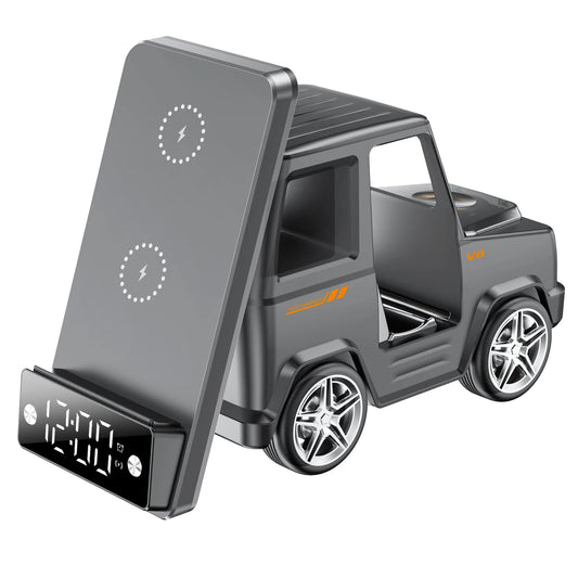2025 September New Design Double Coil Design Forklift Wireless Charger 6 in 1 Phone Wireless Charger for iPhone Earphone Watch