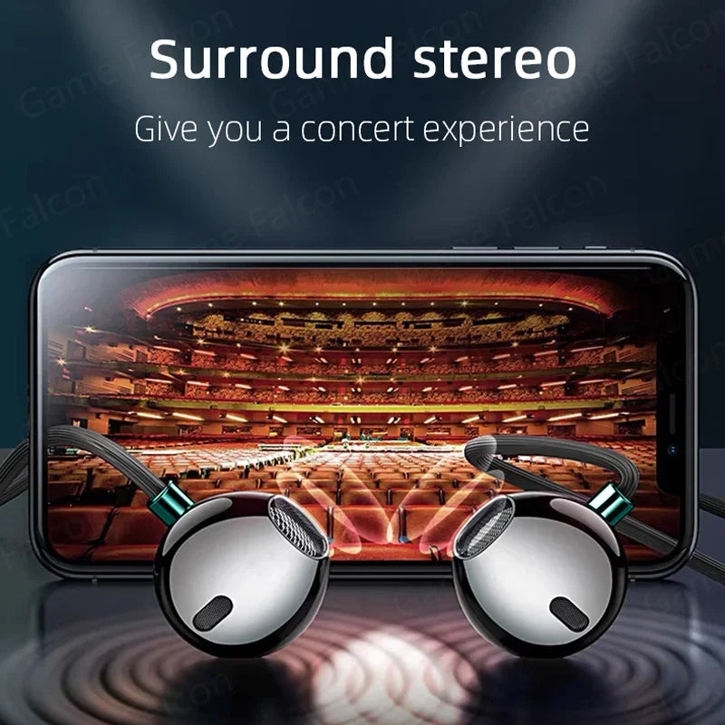 USB Type C Headphone HiFi Bass Stereo Volume Control Mic 3.5mm Wired Earbuds For Galaxy S24 S23 S22 S21 Ultra iPhone 15 Pro Max - Universal Market