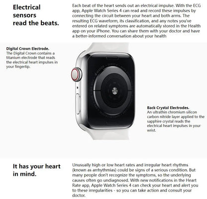 100% Original Apple Watch Series 4 Smartwatch 40MM/44MM GPS Aluminum with Sport Band (Renewed)