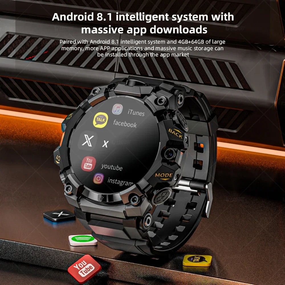 2025 New LOKMAT Sport 4G Android Smartwatches, SIM Card 4GB+64GB HD Dual Camera Video Call GPS NFC Wifi Fitness Phone Watch