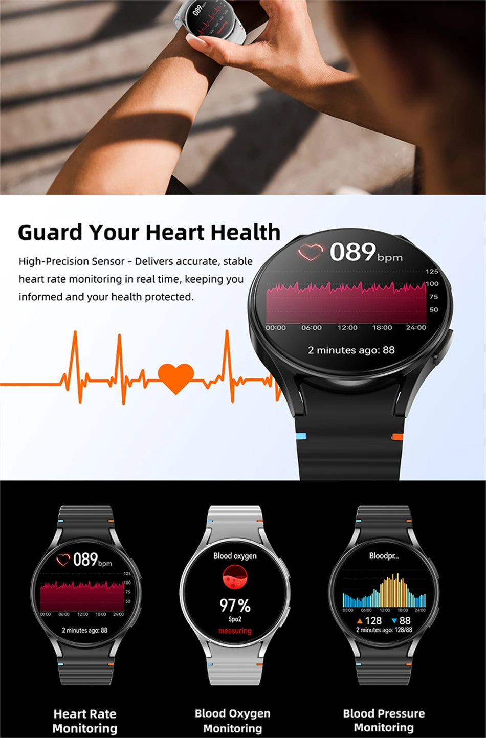2025 New Bluetooth Call Smart Watch 7 Classic Men AMOLED HD Screen AI Voice Assistant Bluetooth Call NFC GPS Smartwatch Women