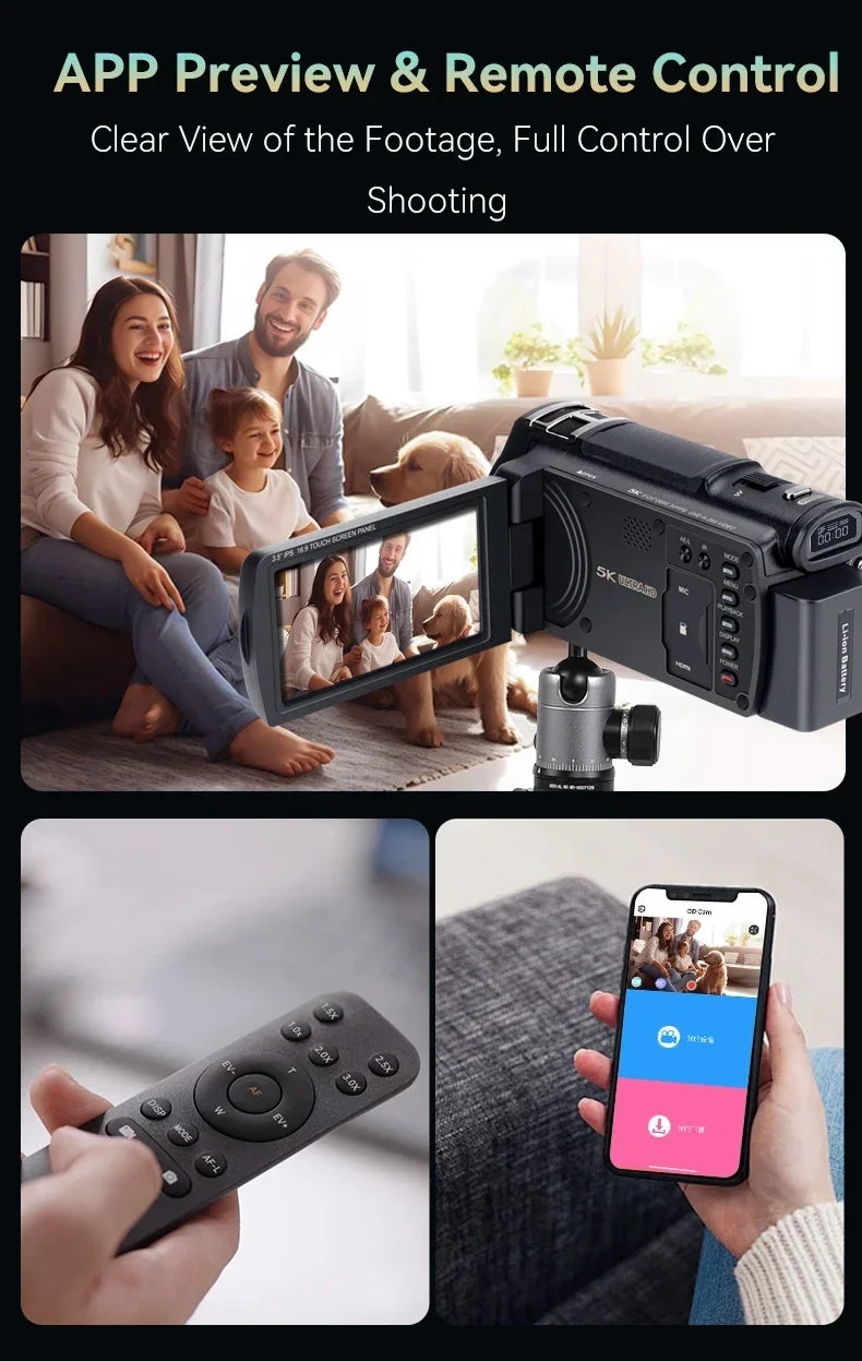 XV80 4K Digital Camcorder 3.5'' Touch Screen 12X Optical ZoomLive Streaming&APP Control for Vlogging,Photography&Video Recording - Universal Market