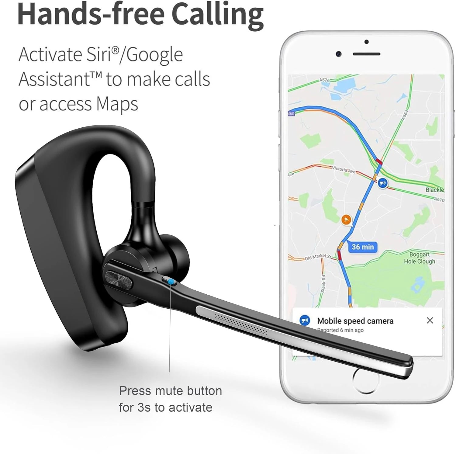 Bluetooth Headset, Wireless Earpiece with Charging Case, Bluetooth Headphones with Dual-Mic Noise Cancelling for Trucker Office - Universal Market