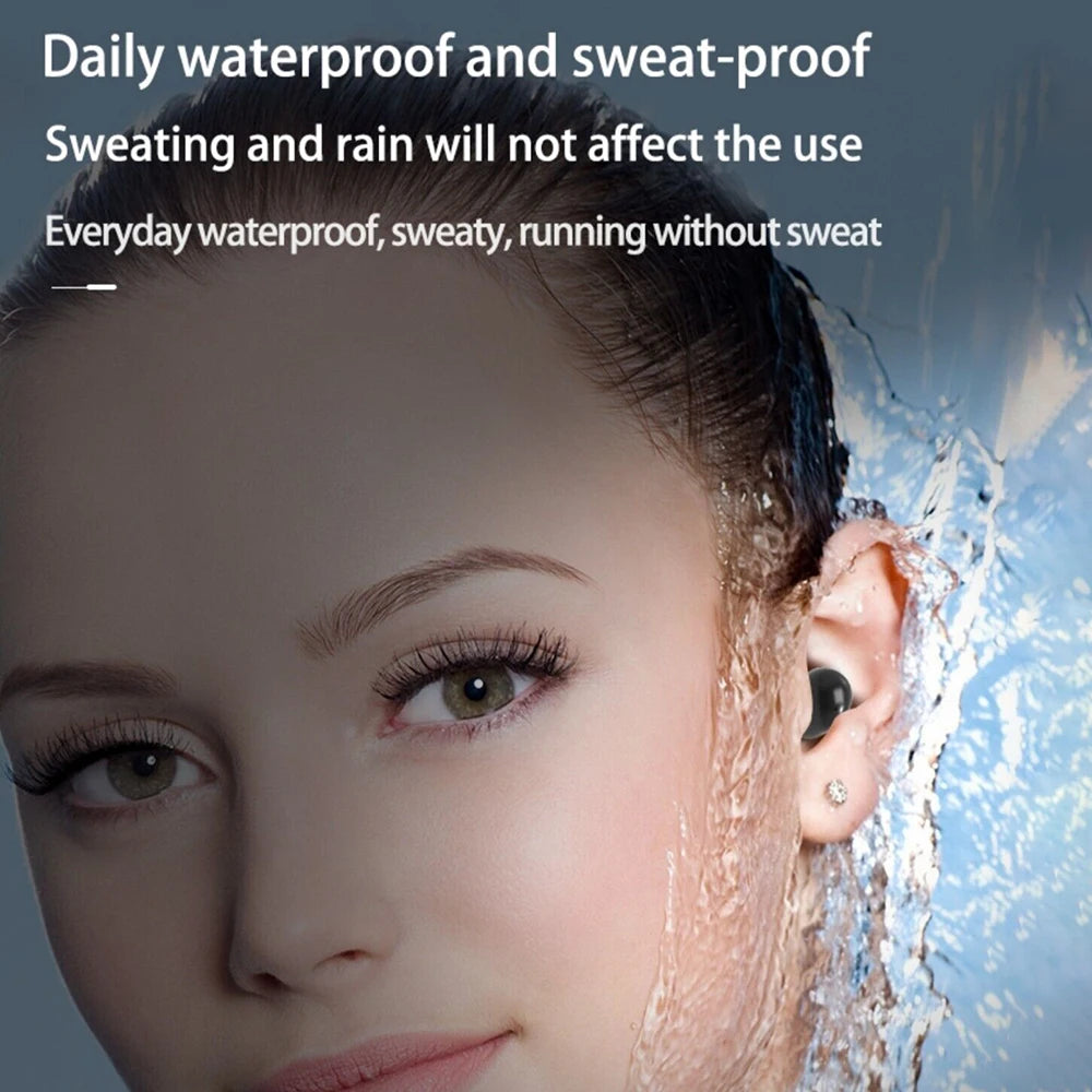Mini SK18 Invisible Headphones Wireless Bluetooth 5.3 Headphones Bass Sleeping Headphones with Microphone Noise Cancellation HD - Universal Market