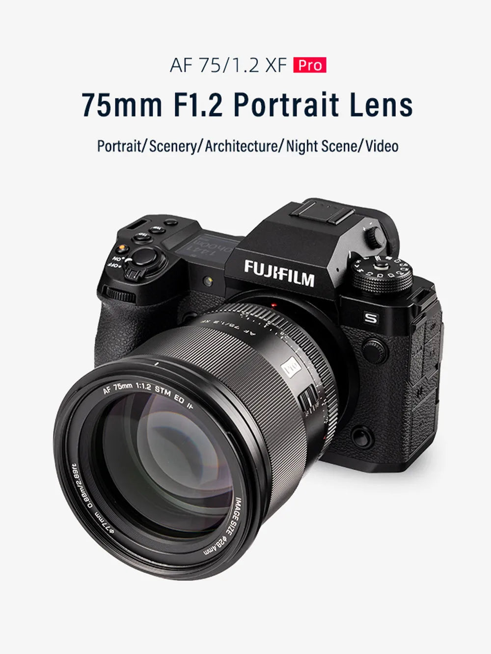 Viltrox 75mm F1.2 pro AF Auto Focus Large Aperture Lens for Fujifilm XF mount Camera for Fuji X X-T4 T100 X-H2S XT30 X-Pro3 - Universal Market