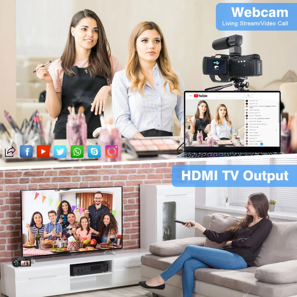 4K Video Camera Camcorder 48MP UHD WiFi IR Night Vision Vlogging Camera for YouTube 16X Digital Zoom Touch Screen Camera - Universal Market