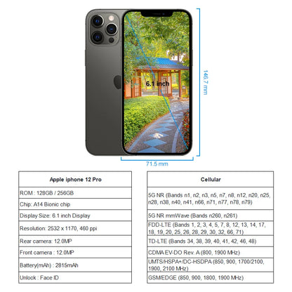 Apple iPhone 12 pro 128GB/256GB ROM Unlocked  A14 Bionic Chip With Face ID 6.1" 2532 x 1170 OLED Screen12MP Camera - Universal Market