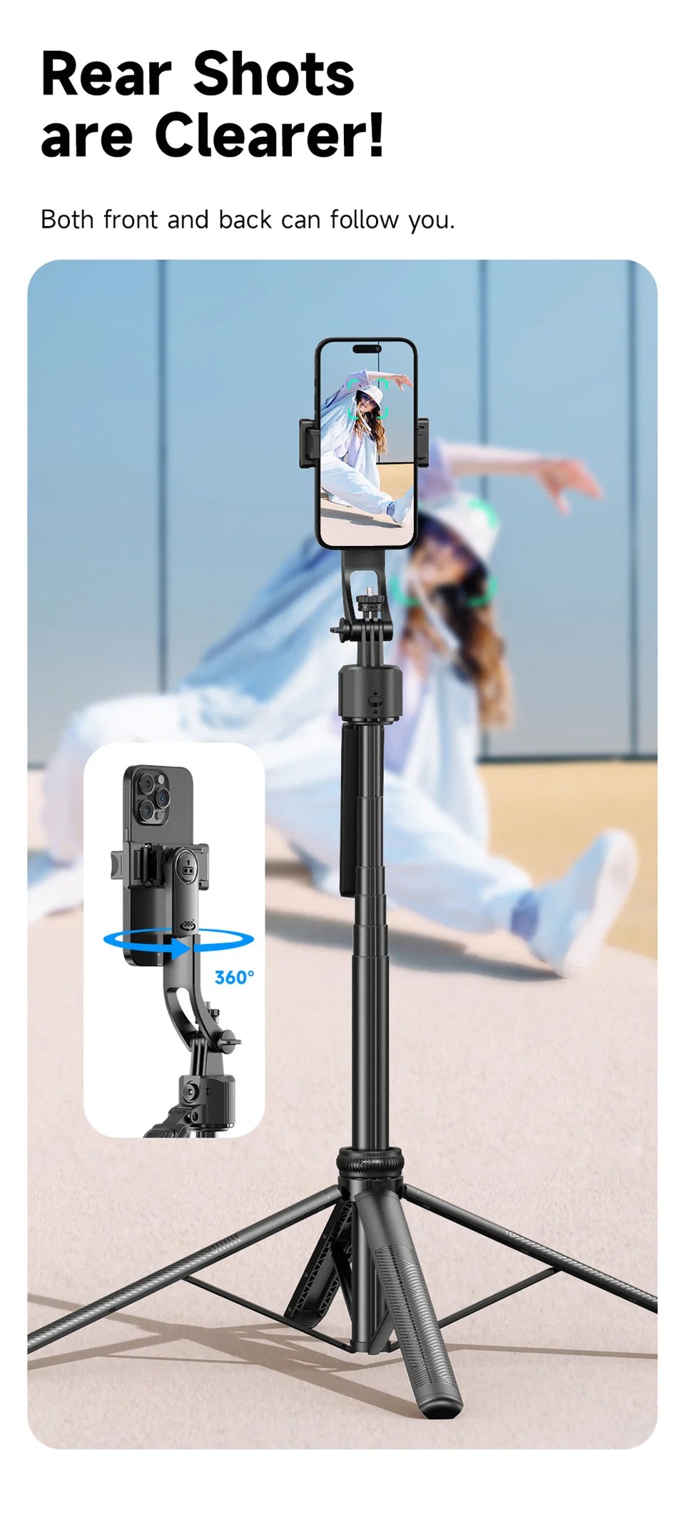 FGCLSY 360 ° rotation Selfie Stick Gimbal Stabilizer With Bluetooth Remote Intelligent AI Follow-Up Anti Shake For Smartphone