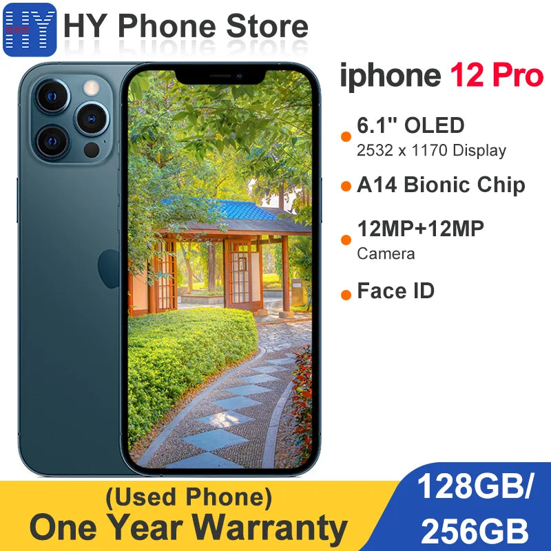 Apple iPhone 12 pro 128GB/256GB ROM Unlocked  A14 Bionic Chip With Face ID 6.1" 2532 x 1170 OLED Screen12MP Camera - Universal Market
