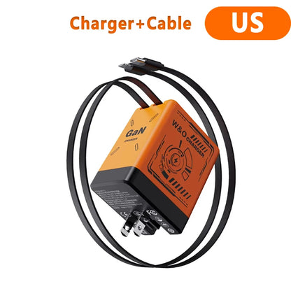 XIAOMI GaN 120W Fast Charger with Retractable Type-C Ligting Cable Portable Multi-Device Folding Adapter For iPhone Samsung