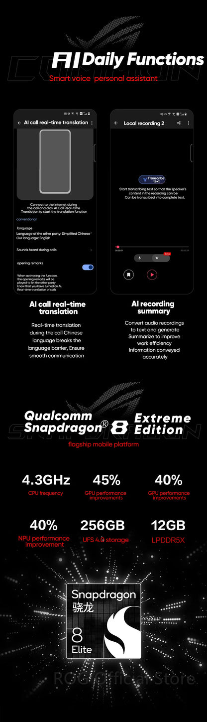World Premiere ASUS ROG Phone 9 5G Smartphone Snapdragon 8 Elite 6.78‘’ 185Hz AMOLED Display ROG 9 Pro 5800mAh NFC Mobile Phone