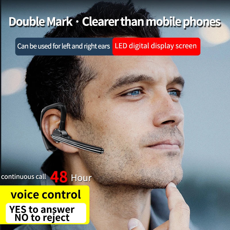 New V8S Business Bluetooth Headset with LED Digital Display HD Mic Car Driving hands-free Call Sports Music Long Standby Earphon - Universal Market