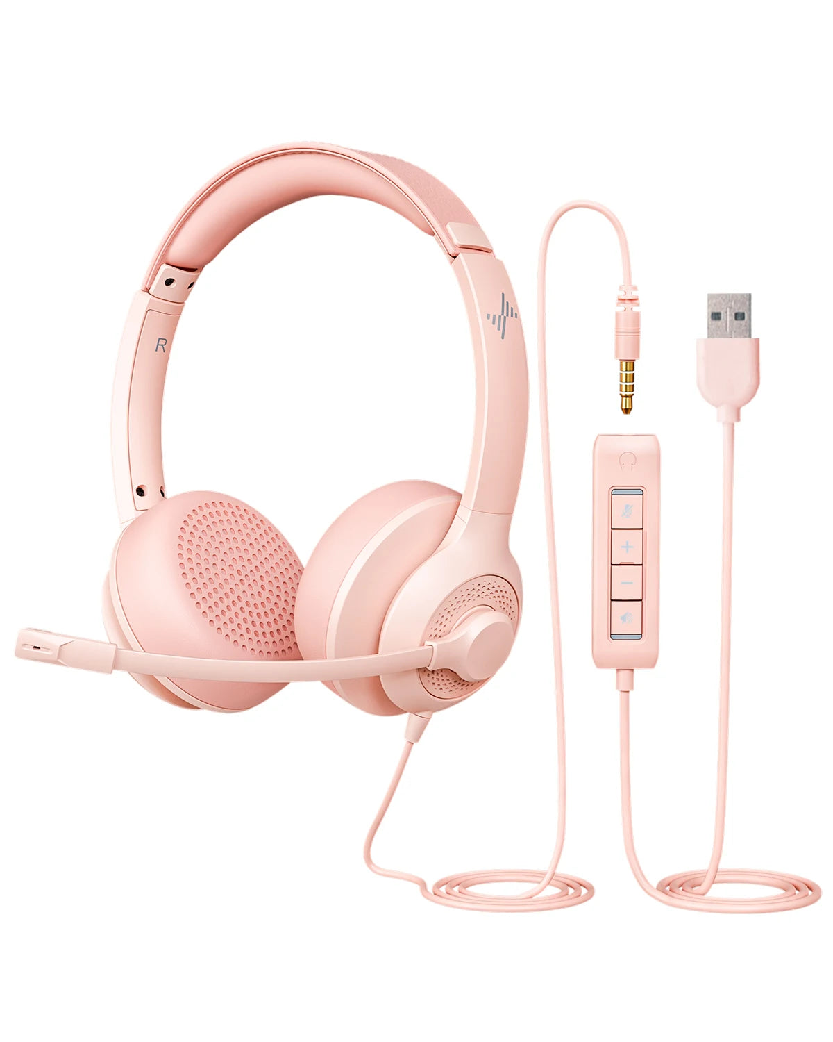 JIAMQISHI USB Headset PC Computer Headphones with Noise Cancelling MIC in-line Control for Home Office Online Class Skype Zoom - Universal Market