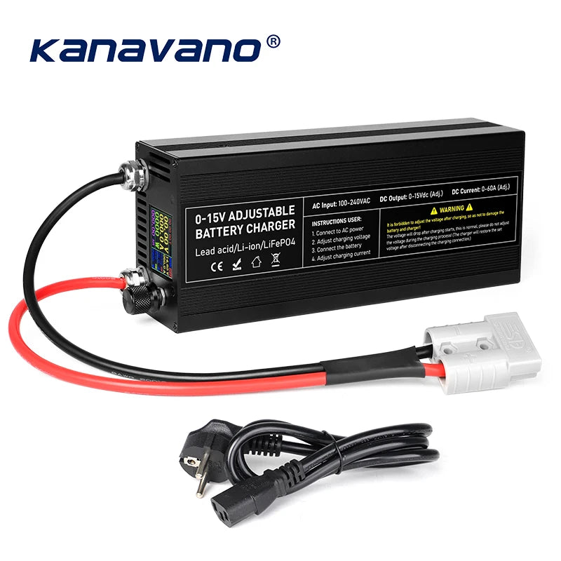 12V LiFePO4 Battery  60A 100A Anti reverse connectionAdjustable voltage and current Fast  Large Screen Display Charger