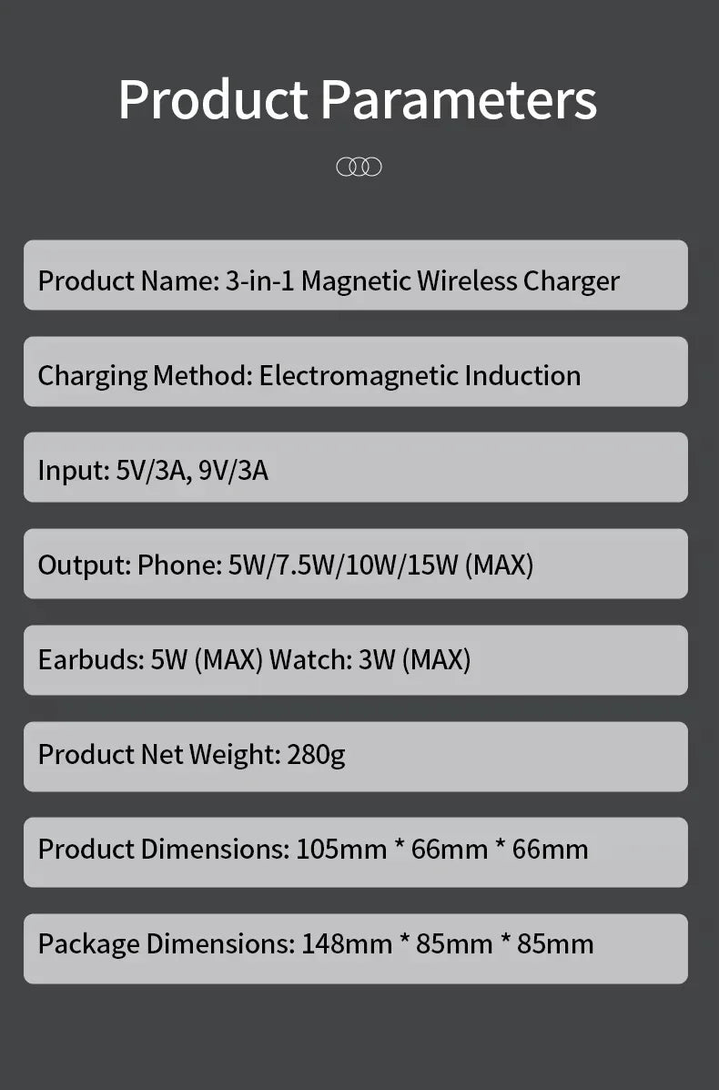 2025 New Automatic Touch Magnetic Multi-function 3 in 1 Wireless Charger for Iphone 16 15 14 13 Pro Max Iwatch Airpods Charger