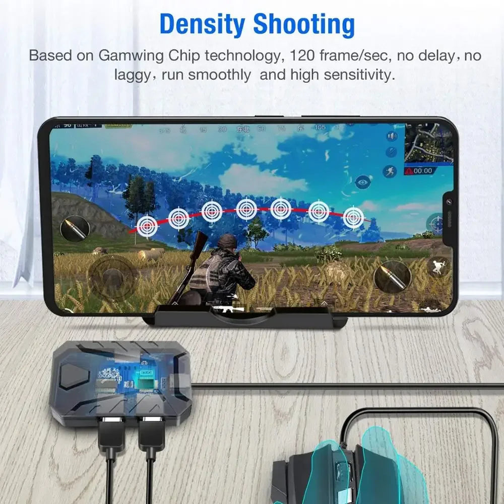 Mobile Game Keyboard and Mouse Adapter, PUBG/Call of Duty Controller Converter Wired/Wireless for Android/(iOS Less than 13.4)