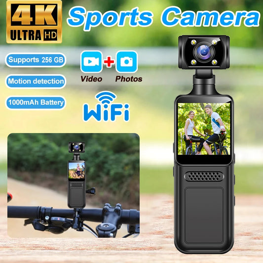 Ultra HD 4K WiFi Mini Camera Pocket Action Camera Wearable Camera 4K HD Camera Helmet Travel Bicycle Driver Recorder Camcorder - Universal Market