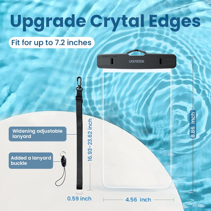 UGREEN 7.2 inch IPX8 Waterproof Phone Case Bag For iPhone 16 15 14 13 12 Pro Max Samsung Universal Swimming Protective Pouch Bag