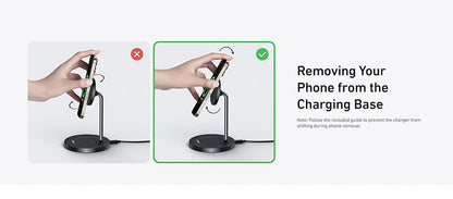 Anker MagSafe Charger Stand Compatible, MagGo 2-in-1 Charging Station, 【Upgraded】 Qi2 Certified 15W Wireless Charger Stand, for