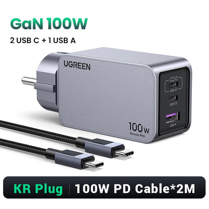 UGREEN 100W GaN Charger USB C Charger QC4.0 3.0 Quick Charge For Macbook Laptop Tablet PD Fast Charger For iPhone 17 16 15 Pro