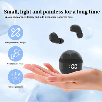 Mini SK18 Invisible Headphones Wireless Bluetooth 5.3 Headphones Bass Sleeping Headphones with Microphone Noise Cancellation HD - Universal Market