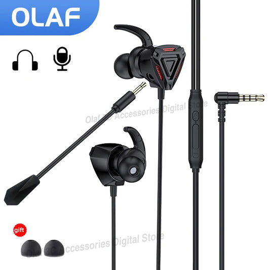 OLAF 3.5mm Wired Headphones Gaming Headset Bass Stereo Gamer Earphones Noise Cancelling Earbuds With Dual Mic In-ear Handfree - Universal Market