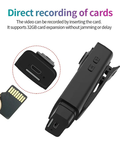 HD 1080P Mini Camera With 64G Card Clip Digtal Bodycam Video Recorder Night Vision Motion Detect PC Webcam Camcorder Micro Body - Universal Market