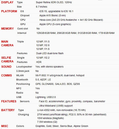 Original Apple iPhone 13 Pro Max 128GB 256GB 512GB 1TB ROM 6.7' Retina OLED 12MP Face ID Unlocked 5G Mobile Phone 13promax