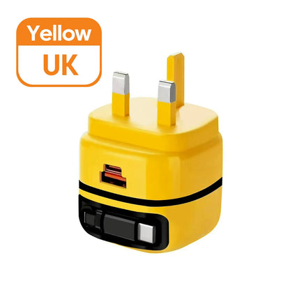 Elough 65W USB Type C Phone Charger Universal Travel Adapter Retractable Fast Charging USB C Cable For iPhone 16 Samsung Laptop
