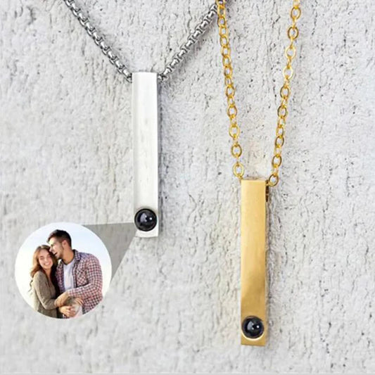 Custom Projection Photo Bar Necklace Personalized Memorial Gift For Him Dad Boyfriend Custom Birthday Anniversary Gifts Jewelry - Universal Market