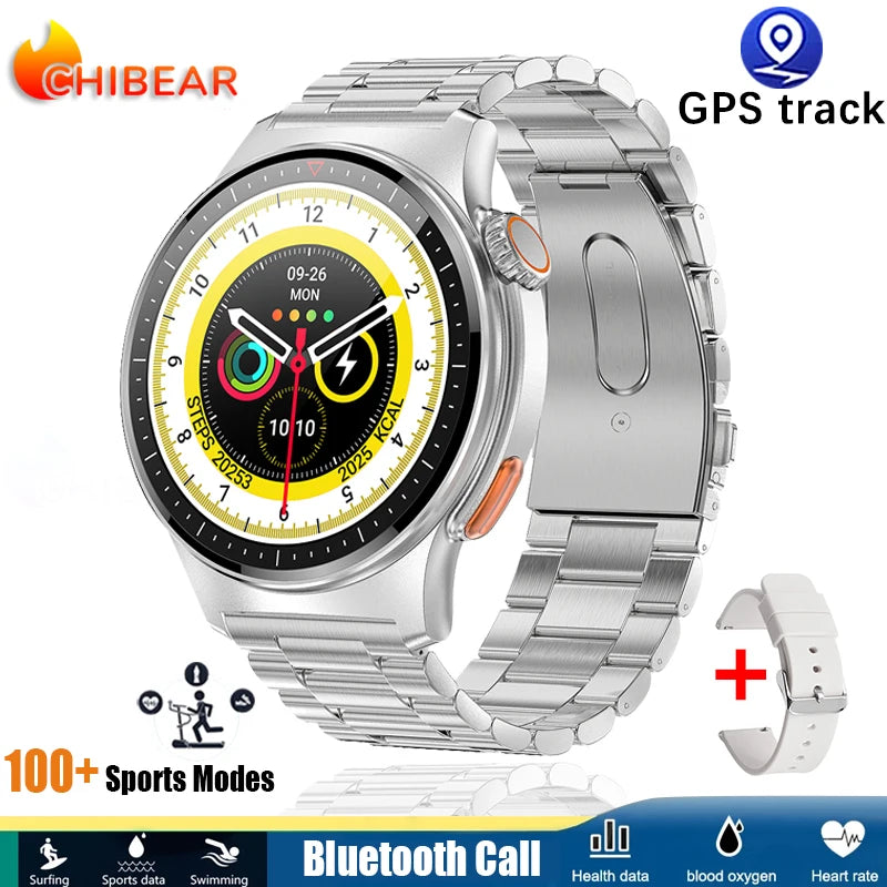 2025 New Outdoor Sport Smart Watch GPS Track Health Monitoring AI Voice Waterproof Fitness Bluetooth Call Smartwatch For HUAWEI