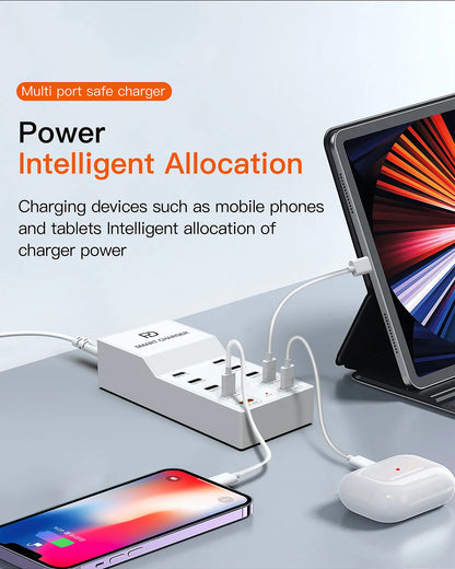 AIXXCO 72W 8 Ports PD QC3.0 USB C Fast Charger Type c Wall Adapter Super Fast Charging For Iphone Samsung Ipad Xiaomi