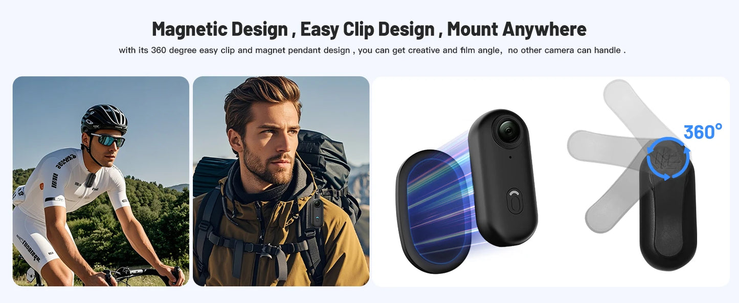POV Camera with Magnetic Body Clip Small Body Wearable Camera 128G 1080P Small Tiny Outdoor Vlog Recorder Action Camera Sport DV