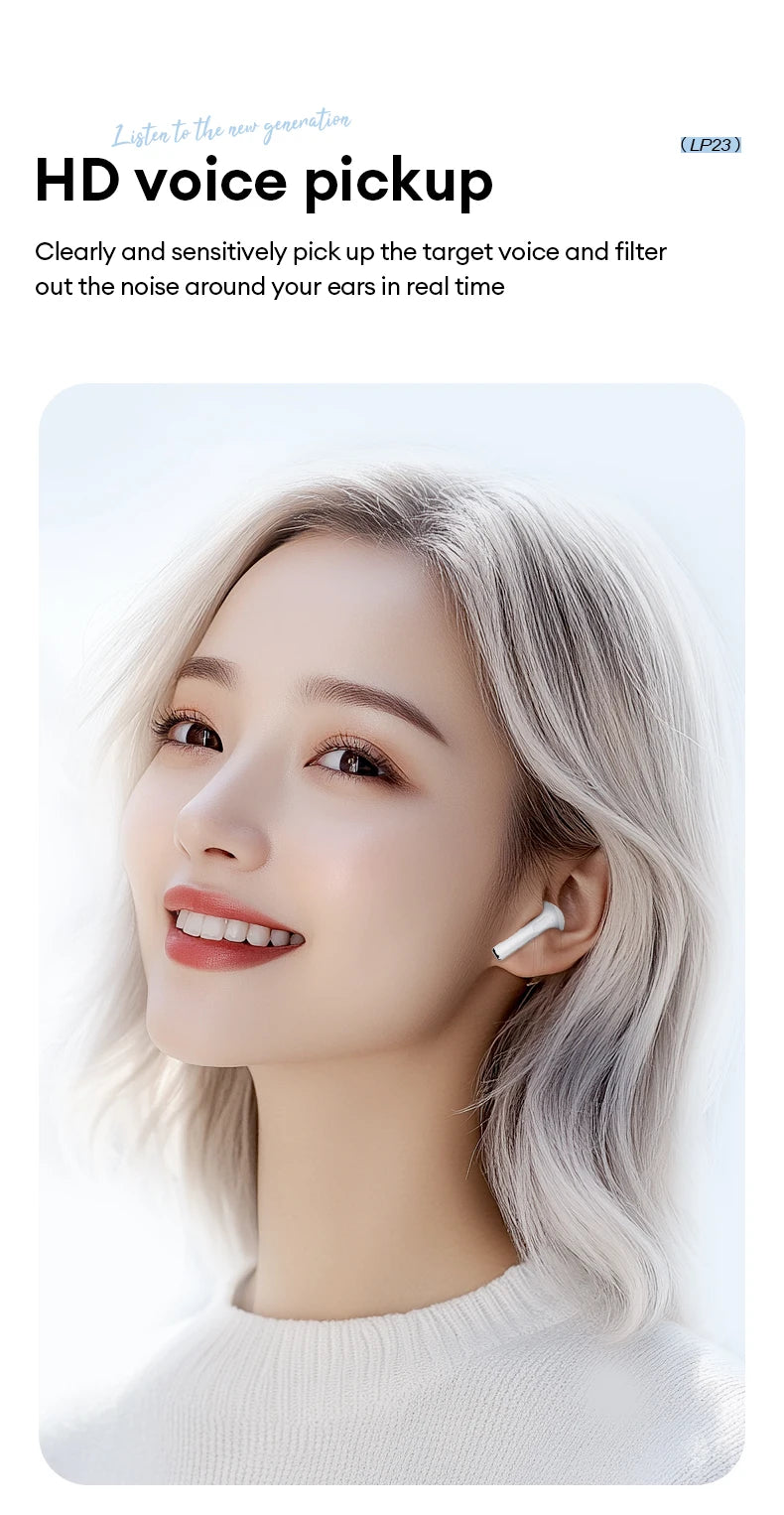 Choice Lenovo LP23 Bluetooth 5.4 Earphones HiFi Music Headset Wireless TWS Headphones Noise Reduction Sport Gaming Headphones - Universal Market