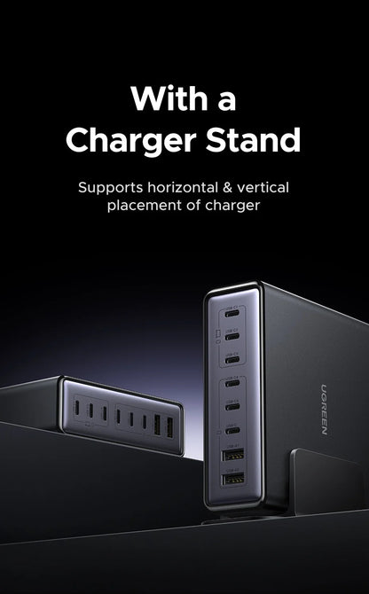 UGREEN 200W GaN Charger 8 in 1 Desktop Laptop Fast Charging Stand For iPhone 17 16 15 Pro Max Macbook Air Xiaomi Samsung Tablets