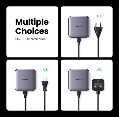 UGREEN 100W GaN Charger Desktop Laptop Fast Charger 4 in 1 Adapter For iPhone 17 16 15 14 Pro Max Phone Charger Xiaomi Samsung