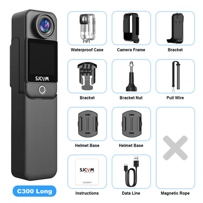 SJCAM C300 Action Camera Long Battery Life 4K 30FPS Six-Axis Gyroscope Anti-Shake Sport Cam 5G WiFi 30M Waterproof Easy To Carry