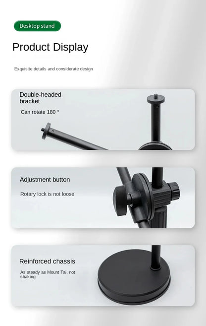 Tabletop Overhead Tripod Stand with Ring Light Mobile Phone Holder And Boom Arm for Nail Art Photography Table Shooting Tripods