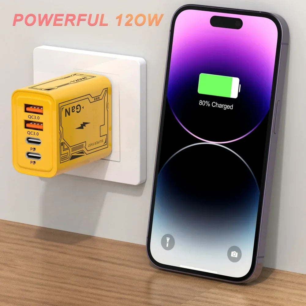 XIAOMI 4 Port USB C PD Ultra 120W Fast Charger USB 3.0 Type C EU Plug Mobile Phone Charger Quick Charging For iPhone Huawei 2025