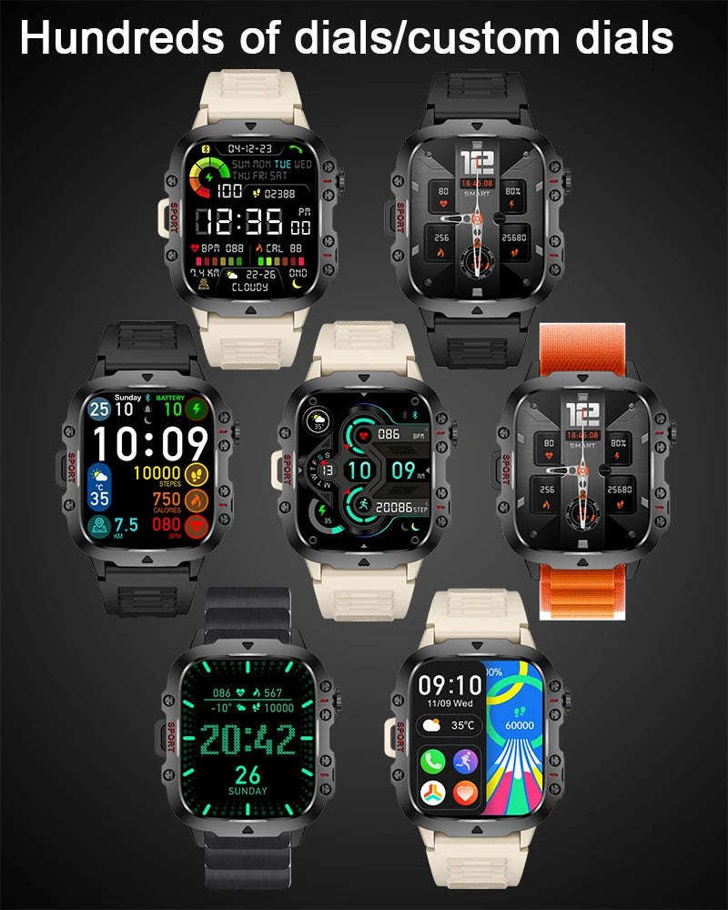 2025 Outdoor Smart Watch Men 2.01" Screen 3ATM Waterproof Watches Bluetooth Call Ai Voice Sport Smartwatch For Android IOS Phone
