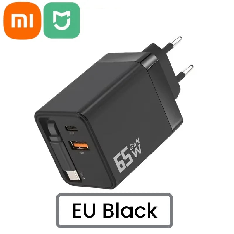 Xiaomi Mijia 65W GaN PD USB-C Charging Head Fast Charger With Built-in 80cm TypeC Cable Suitable for iPhone16 15 Promax NEW 2025